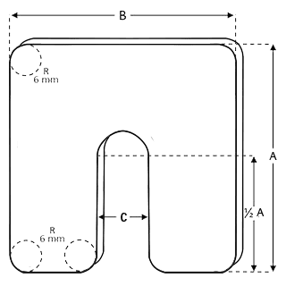 Zeichnung unserer kantenverklebten Standard-Passplatte peel-plate